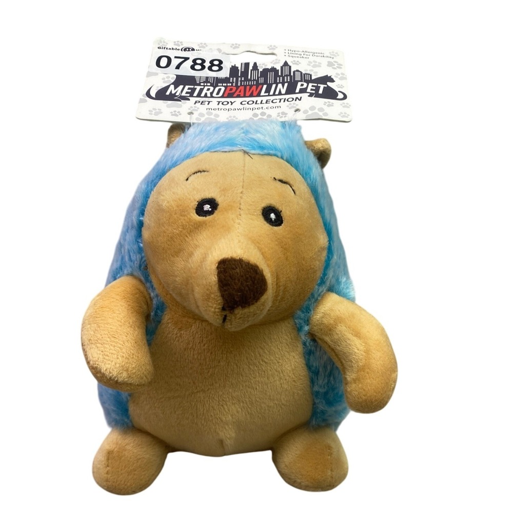 Blue Hedgehog Dog Toy Plush Squeaky New Metro‎ Pawlin Pet
